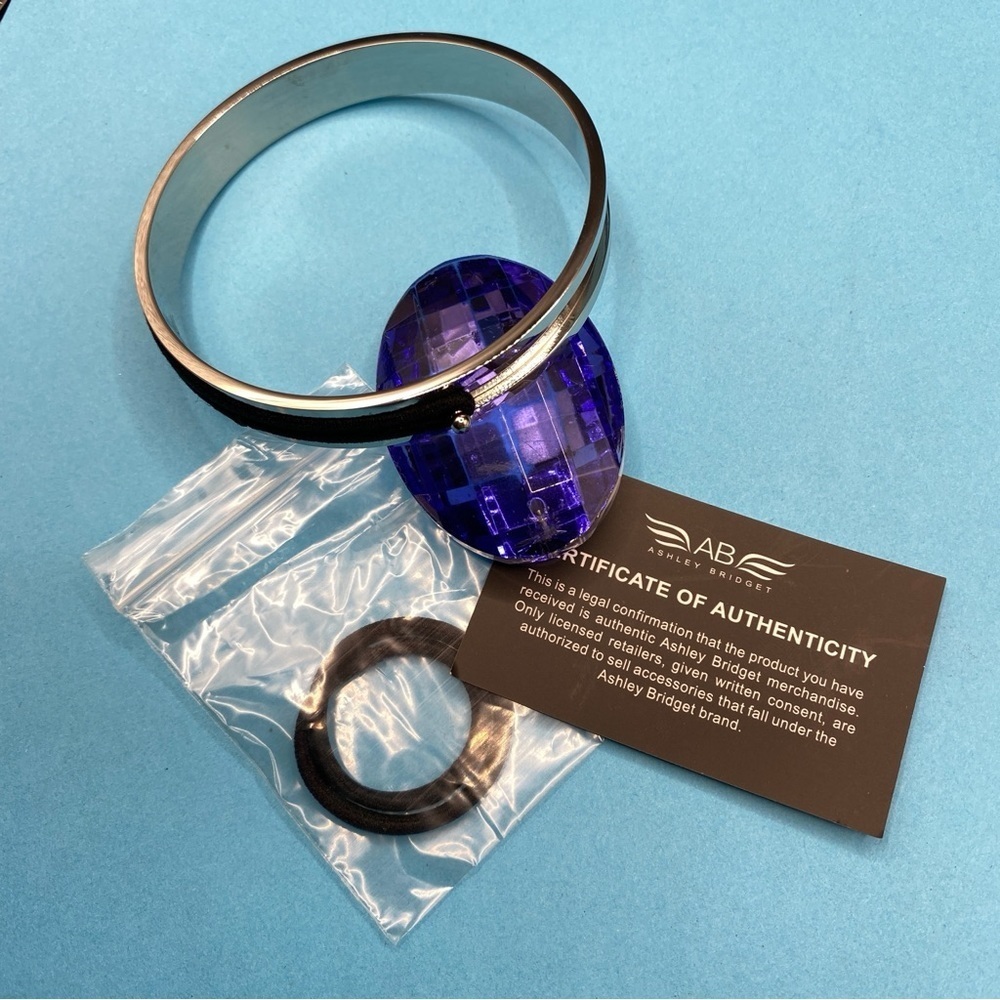 ASHLEY BRIDGET Hair Tie Bangle Silver Tone Bracelet